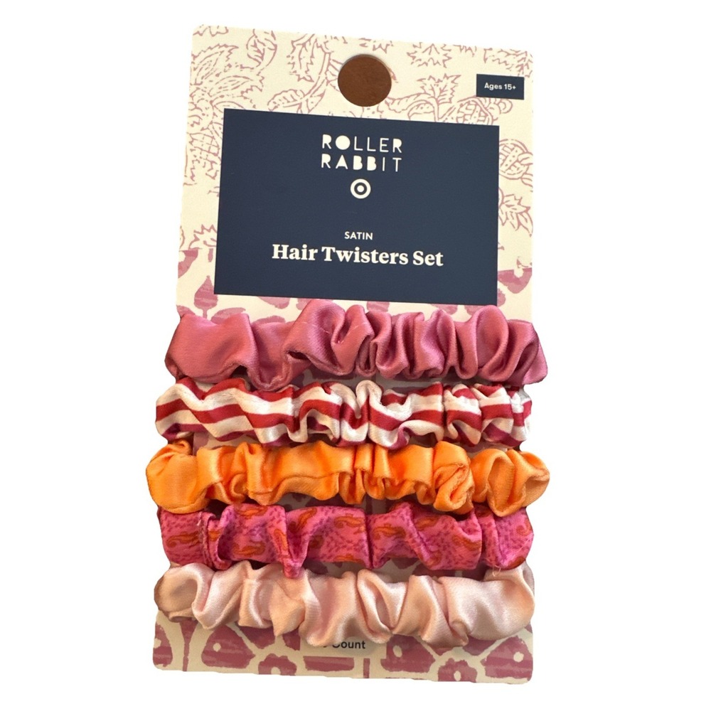 Roller Rabbit x Target Satin Hair Twisters (hair ties) 5 pack pink